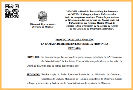 Presidenta de la Federación de Colectividades