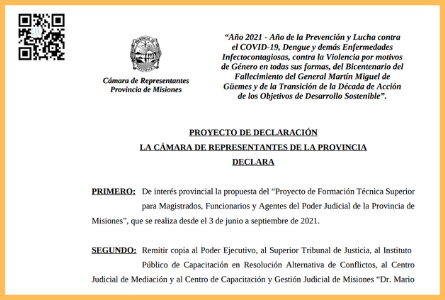Proyecto de Formación Técnica Superior para Magistrados, Funcionarios y Agentes del Poder Judicial de la Provincia de Misiones