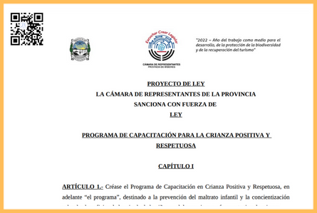 Proyecto de Ley que propone crear el Programa "Capacitación en Crianza Positiva y Respetuosa".