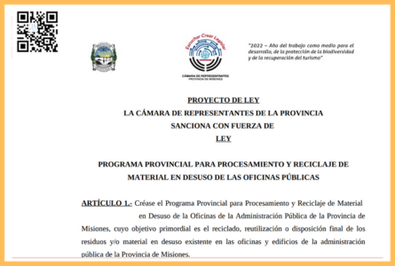 "Programa Provincial para el Procesamiento y Reciclaje de Material en Desuso de las Oficinas Públicas"