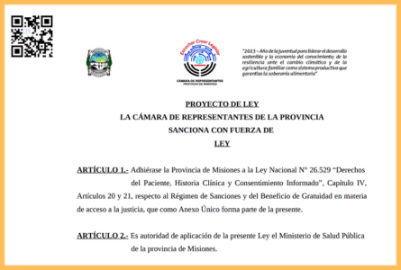 PROYECTO DE LEY - Adhesión de la Provincia a la Ley Nacional N.° 26.529.